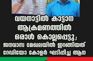 വയനാട്ടിൽ കാട്ടാന ആക്രമണത്തിൽ ഒരാൾ കൊല്ലപ്പെട്ടു; ജനവാസ മേഖലയിൽ ഇറങ്ങിയത് റേഡിയോ കോളർ ഘടിപ്പിച്ച ആന