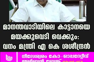 മാനന്തവാടിയിലെ കാട്ടാനയെ മയക്കുവെടി വെക്കും: വനം മന്ത്രി എ കെ ശശീന്ദ്രന്‍