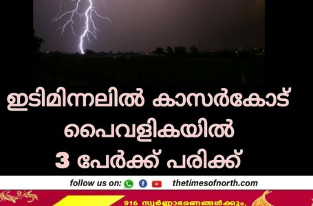 ഇടിമിന്നലിൽ കാസർകോട് പൈവളികയിൽ 3 പേർക്ക് പരിക്ക്