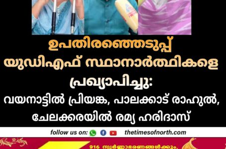 ഉപതിരഞ്ഞെടുപ്പ് യുഡിഎഫ് സ്ഥാനാർത്ഥികളെ പ്രഖ്യാപിച്ചു