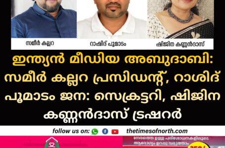 ഇന്ത്യൻ മീഡിയ അബുദാബി: സമീർ കല്ലറ പ്രസിഡന്റ്, റാശിദ് പൂമാടം ജന: സെക്രട്ടറി, ഷിജിന കണ്ണൻദാസ് ട്രഷറർ   